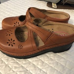 Dansko Daisy Perforated Leather Cross Front Clogs